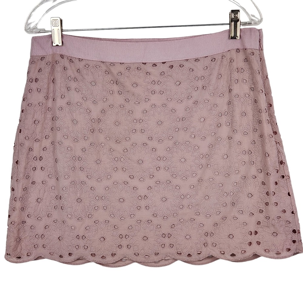 J. Crew A-Line Short Skirt 10 Eyelets Lined Cotton Pink Feminine Preppy Pastel